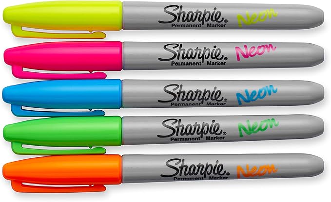 Sharpie 1874447 Neon Permanent Markers, Fine Point - Image 2