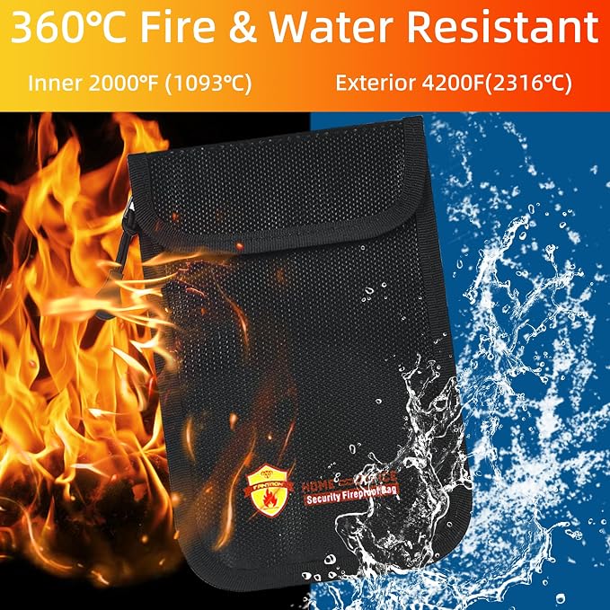 2 Pack Small Fireproof Wallet Pouch, Non-Itchy Waterproof Cash Bag - Image 4