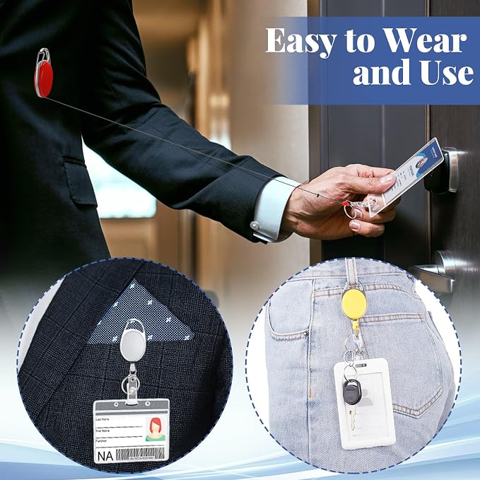 Laumoi 90 Packs Retractable ID Badge Holder Name ID Badge Reel Clips Keychain - Image 6