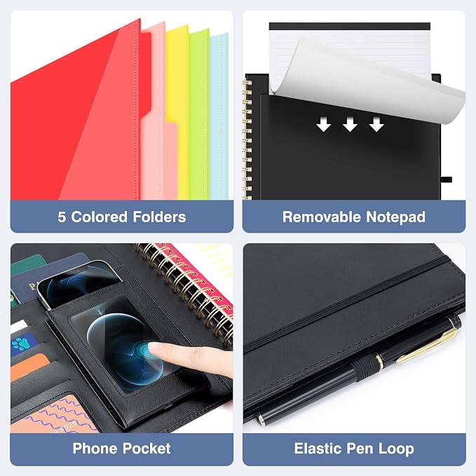 Ospelelf Clipboard with Storage Spiral Clipboard Folio - Image 4