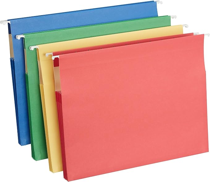 Staples Hanging File Folders, Letter Size, 3.5‑Inch Expansion, 5‑Tab Assorted by Staples