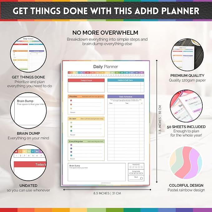 ADHD Daily Planner Notepad for Neurodivergent Adults - Image 2