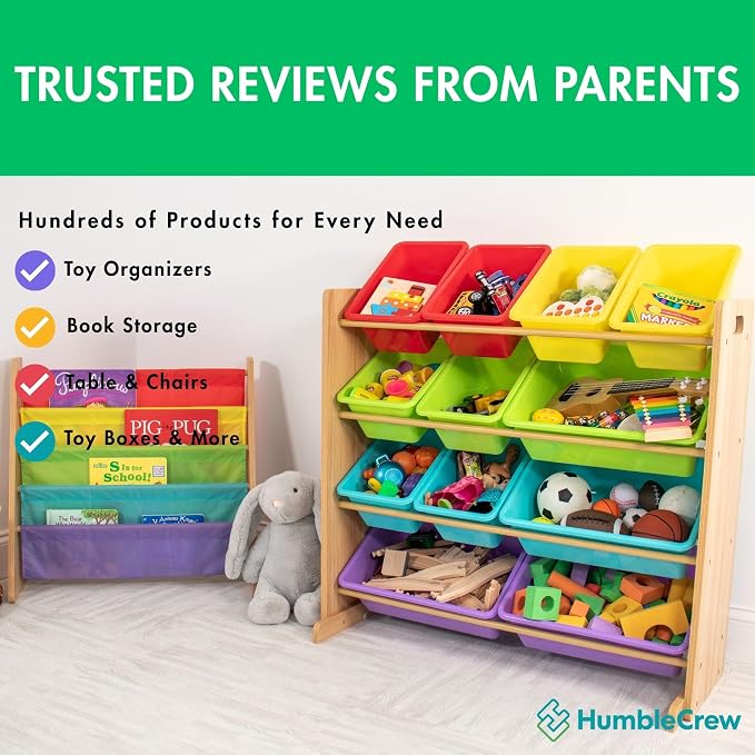 Humble Crew 4-Tier Kids Bookshelf, Natural Wood/Rainbow - Image 6