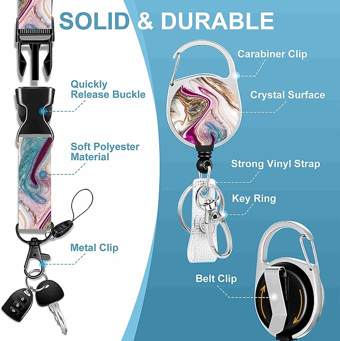 Badge Lanyard and ID Badge Holder, Retractable Badge Reels - Image 3