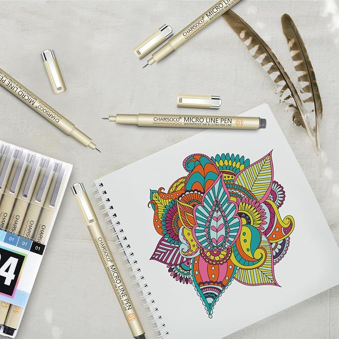 CHARSOCO 01 Micro Pen, Waterproof Archival Ink, 0.25mm Fineliner Ink Pens - Image 5