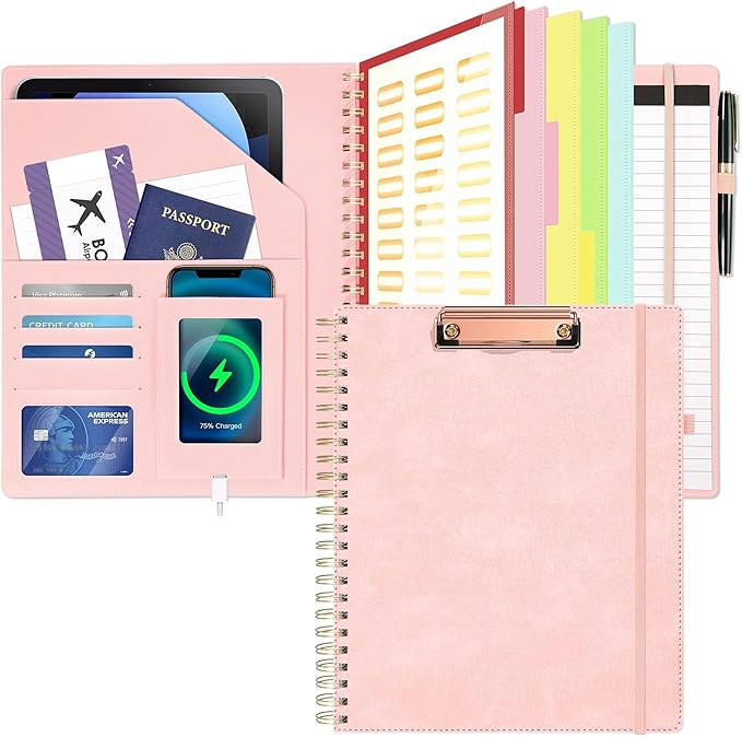 Clipboard with Storage for Men Women, Leather Padfolio Portfolio Organizer 5 by OspelelfOfficeSupplies