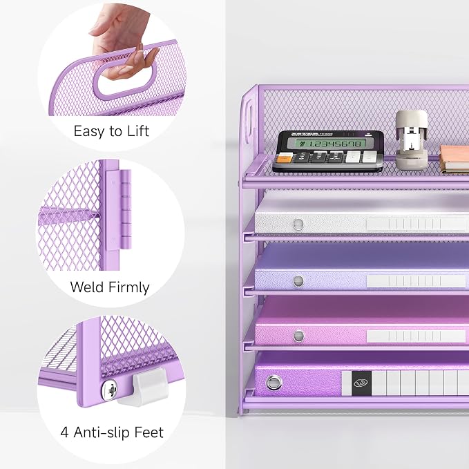 Lavatino Desk Letter Tray Paper Organizer, 5-Tier - Image 3