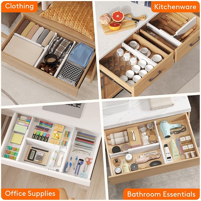 Lifewit 5 Pack 4" High Drawer Dividers 34-56cm/13.5-22" Adjustable Drawer - Image 8