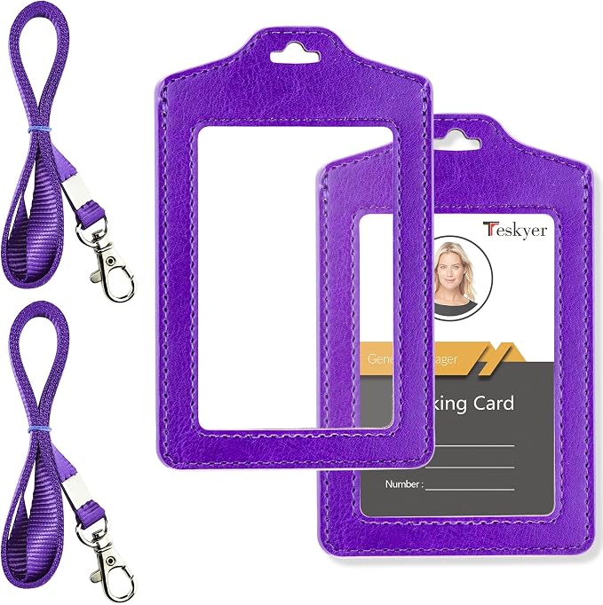 Teskyer 2 Pack Double Sided Clear Badge Holder by TESKYER