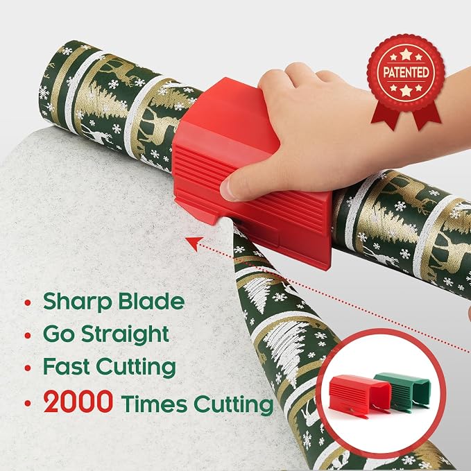 2PC Wrapping Paper Cutter Christmas Paper Roll Cutters Paper Cutter Slider Tool - Image 2