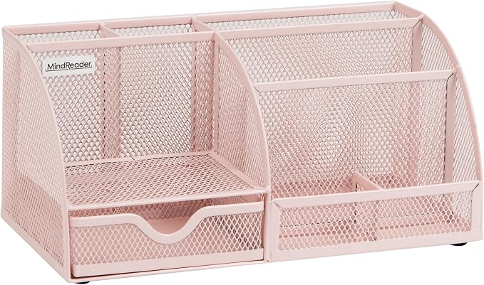 Mind Reader 7-Compartment Desktop Organizer, Metal Mesh Desk Organizer - Image 7