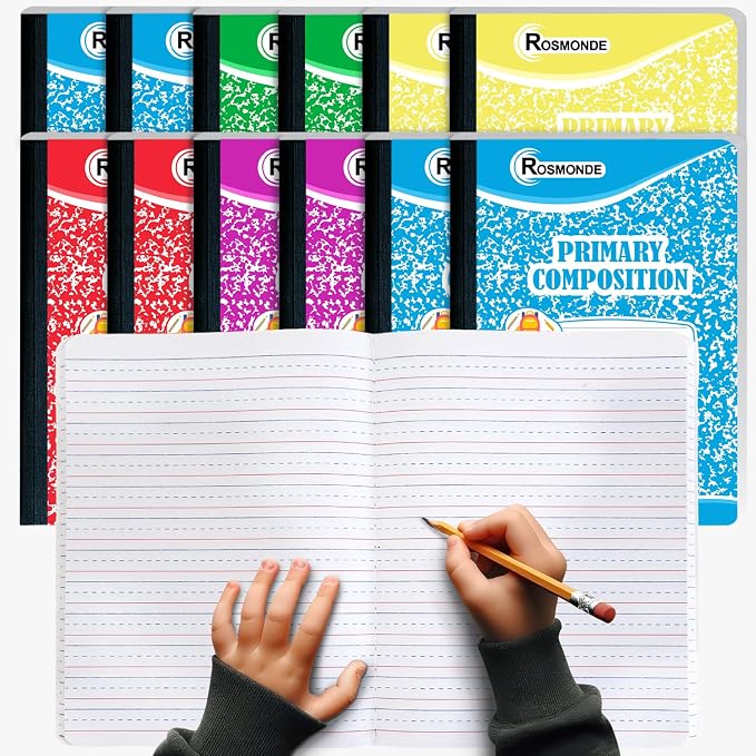Rosmonde Composition Notebooks Primary Ruled 12 Pack, 200 Pages, Color Marble by Rosmonde