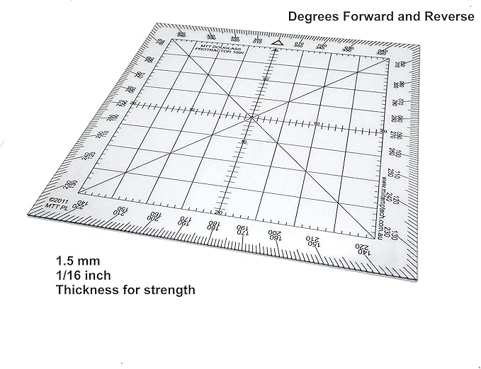 Douglas Protractor Graduated in Degrees for Angle Measurements and map Plotting for Outdoor, Marine or air Navigation, Hiking, Orienteering and Survival-DeskLoop Office