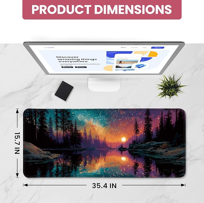 Aesthetic Desk Mat, Cute Aurora Lake Desk Pad Protector - Image 2