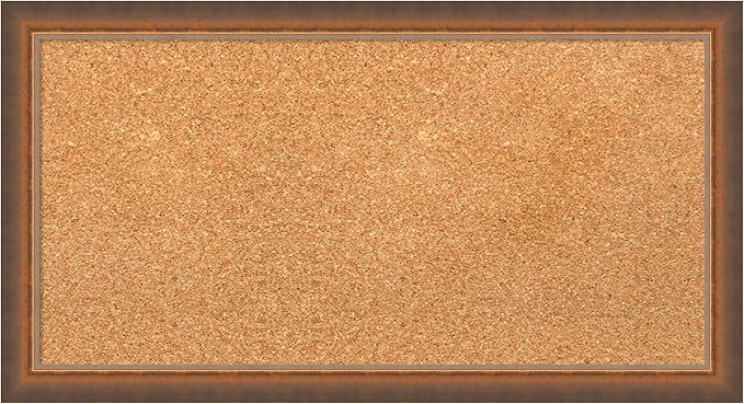 Amanti Art Natural Cork Board for Wall, 14x26 Vision Board with Bronze Frame, Small Corkboard Office Decor for Home Organization, Modern Corkboard Pinboard to Display Items for Home Organization in-DeskLoop Office
