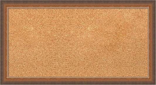 Amanti Art Natural Cork Board for Wall, 14x26 Vision Board with Bronze Frame, Small Corkboard Office Decor for Home Organization, Modern Corkboard Pinboard to Display Items for Home Organization in-DeskLoop Office