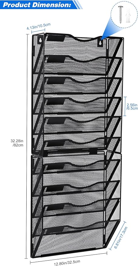 Solinxe Wall File Holder, 10 Pockets Hanging File Folder, Paper Organizer - Image 6