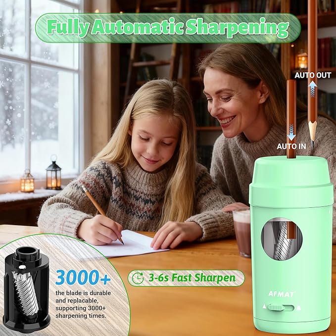 AFMAT Electric Pencil Sharpener, Auto in & Out, Fully Automatic Pencil Sharpener - Image 2