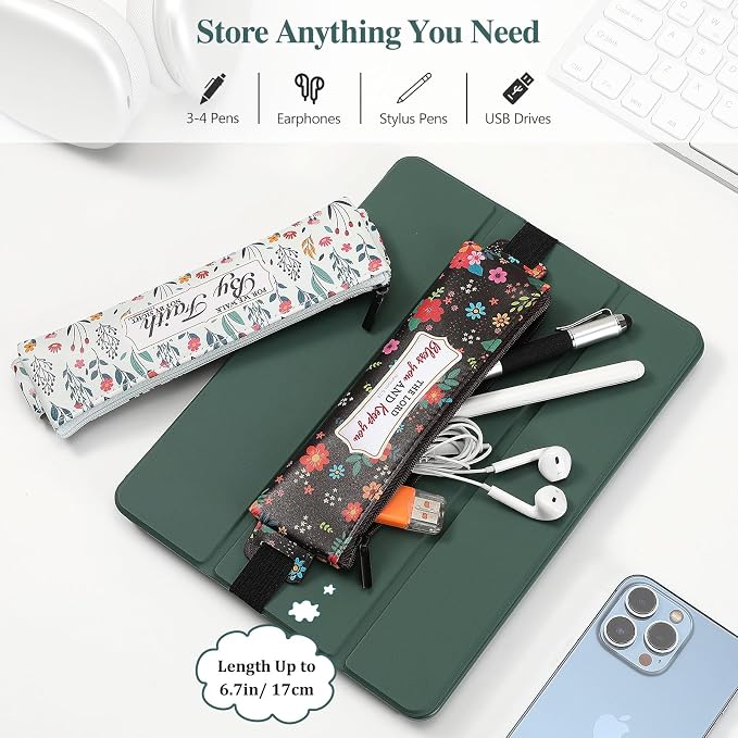 MoKo Elastic Pen Holder for Notebook, 4 Pieces PU Leather Pencil Case - Image 3
