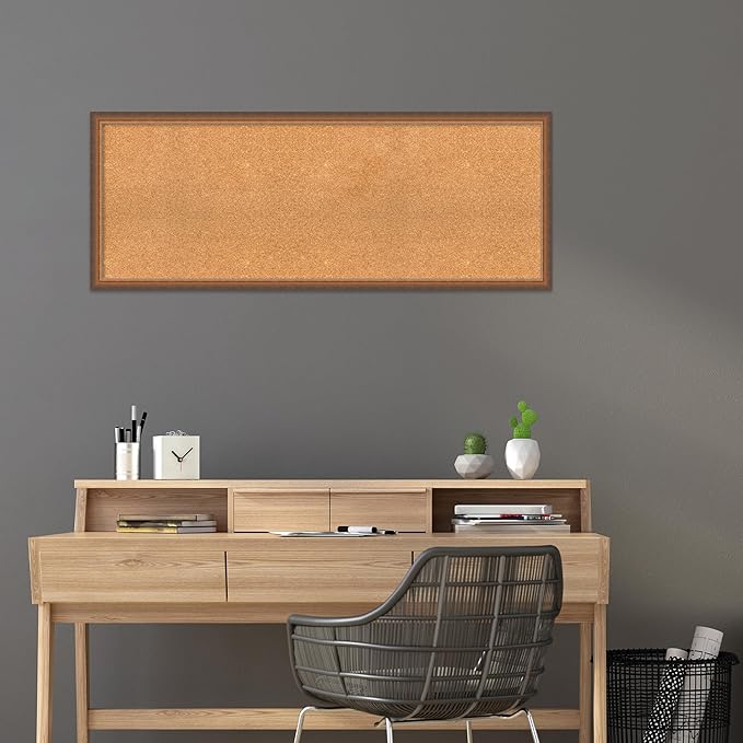 Amanti Art Natural Cork Board for Wall, 20x52 Vision Board with Bronze Frame, Oversize Corkboard Office Decor for Home Organization, Modern Corkboard Pinboard to Display Items for Home Organization-DeskLoop Office