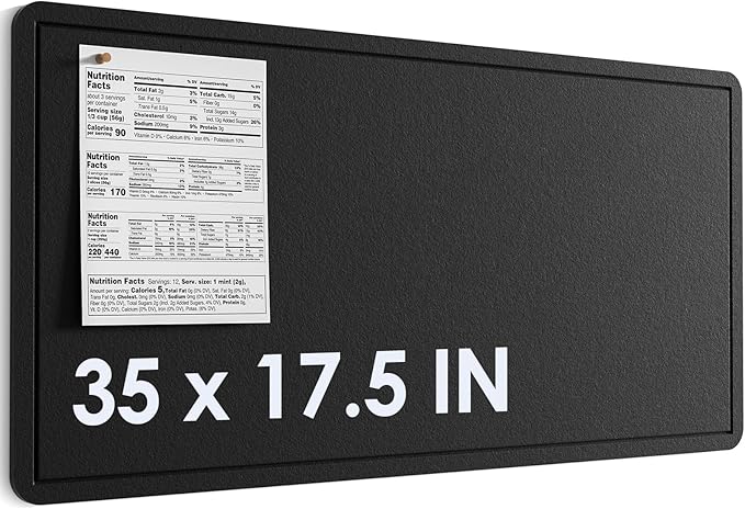 MaxGear Bulletin Board 35" x 17.5", Foldable Small Felt Board Vision Board Supplies, Cork Board for Office, Home, School, Pin Boards for Walls Decorative Picture Framed Display Board Black-DeskLoop Office