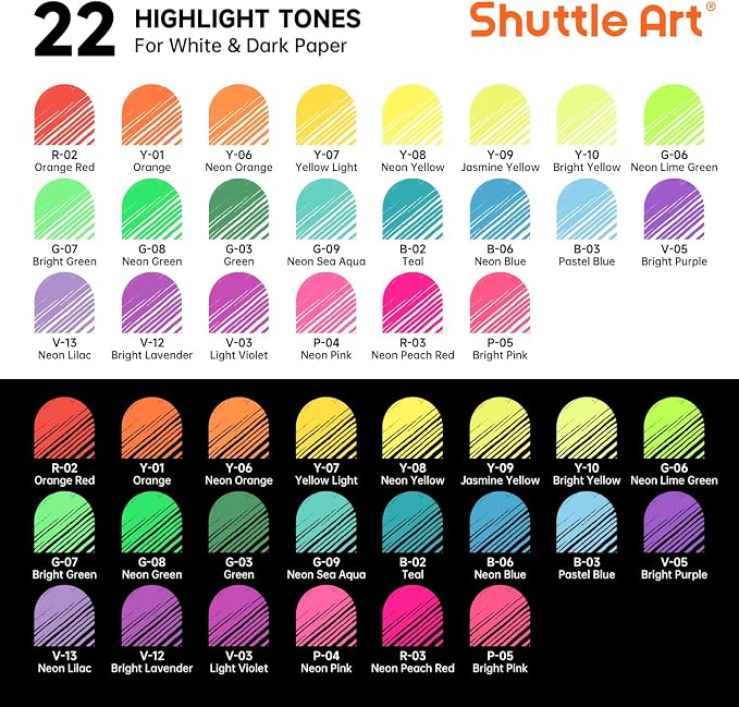 Shuttle Art Colored Pens, 22 Highlight Tone Colors Cute Journal Pens 0.6mm Fine - Image 2