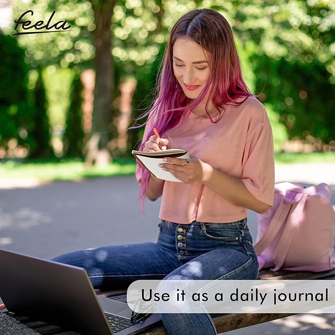 feela 8 Pack Soft Cover Journal Bulk, Notebooks College Ruled for Work, Lined Travel Journal for Women Men, Note Taking Notebook School Supplies Business Writing, 8.2” x 5.5”, A5, Brown-DeskLoop Office