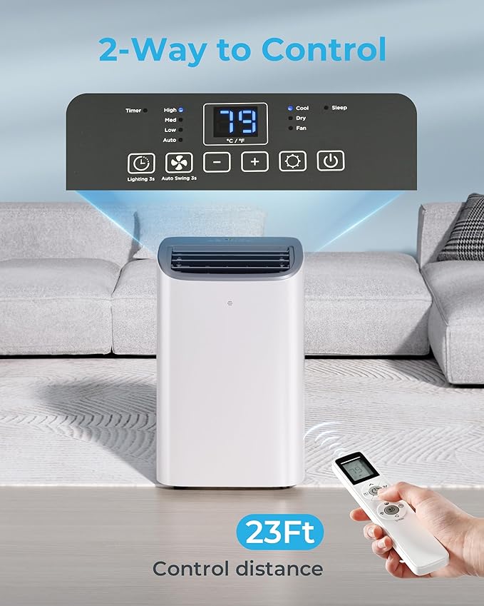 EUHOMY 12000 BTU Portable Air Conditioners - 2025 Upgraded Air Conditioner Portable for Rooms up to 550 Sq.Ft, Quiet AC Unit with Smart Sleep Mode, 24H Timer, Remote, 3-in-1 Air Cooler for Family-DeskLoop Office