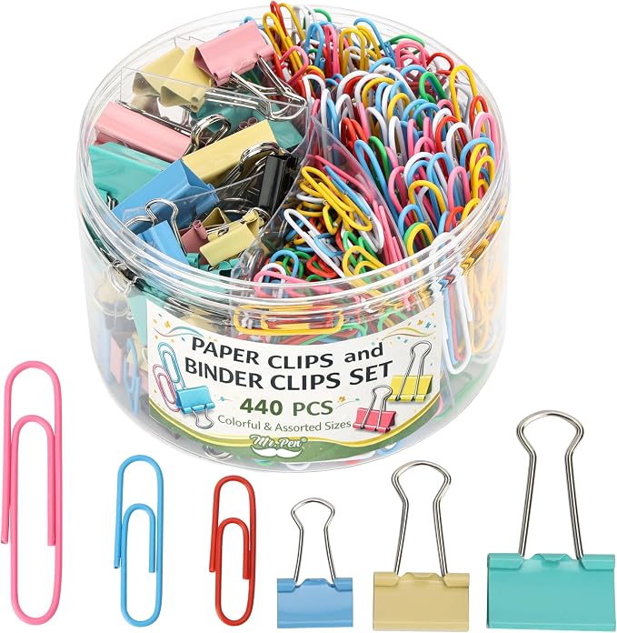 Mr. Pen- Paper Clips and Binder Clips Set, Office Supplies by MrPen