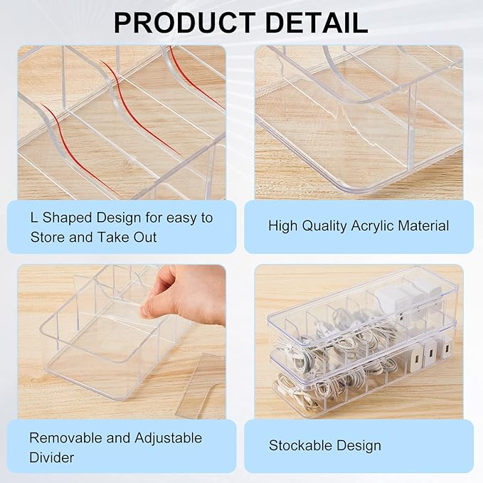Tatuo 8 Pcs Cord Organizer for Drawer Desktop, Cable Organizer Box - Image 3