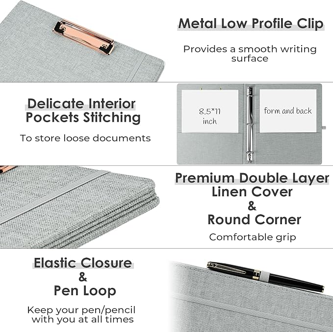 EYROZILL 3 Ring Binder, 1 Inch Linen Binder Organizer - Image 4