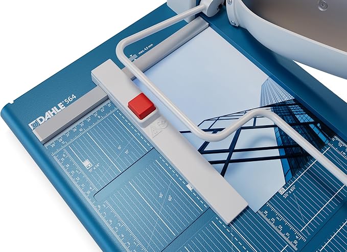 Dahle 564 Premium Guillotine Trimmer w/Laser, 14" Cut Length, 40 Sheet Capacity, Self-Sharpening, Manual Clamp, w/Safety Guard-DeskLoop Office