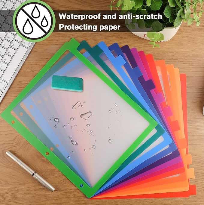 HABGP 3 Ring Binder Dividers, 12-Tab Plastic Clear Binder Dividers, Letter Size - Image 4