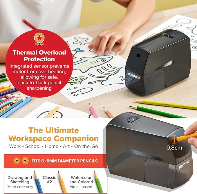Bostitch Portable Rechargeable Battery Horizontal Pencil Sharpener Helical Blade - Image 5
