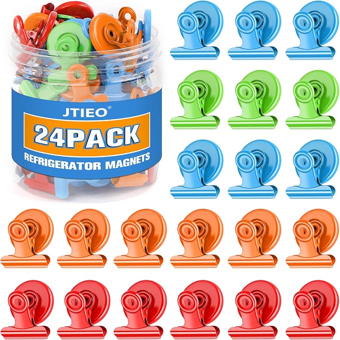 24 Pack Magnetic Clips Fridge Magnets Whiteboard Magnets, Magnet Clips by JTIEO
