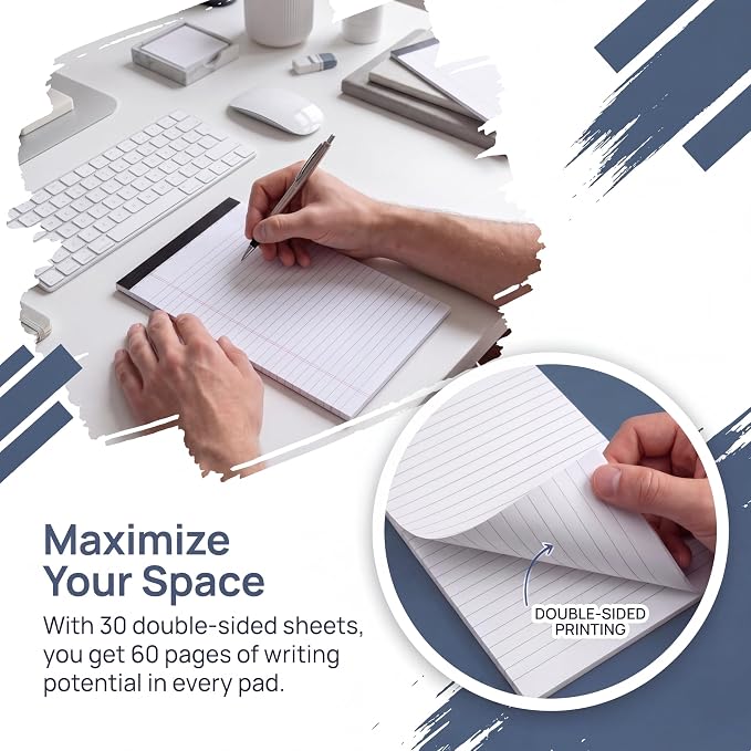 6 Pack Small Legal Pads 5x8 College Ruled White Note Pads 5x8 Writing Pads - Image 4