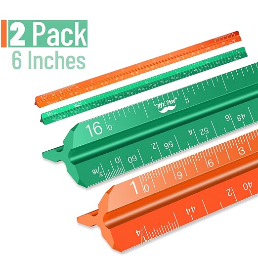 Mr. Pen- Small Architectural Scale Ruler, 6 Inch, 2 Pack | Green and Orange - Image 2