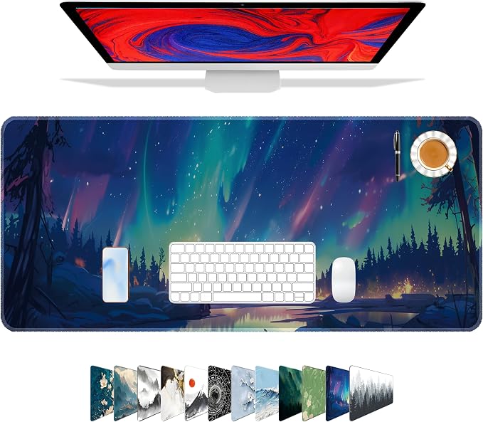 Galdas Mouse Pad for Gaming, Aurora Background Pattern XXL XL Large Mouse Mat by Galdas