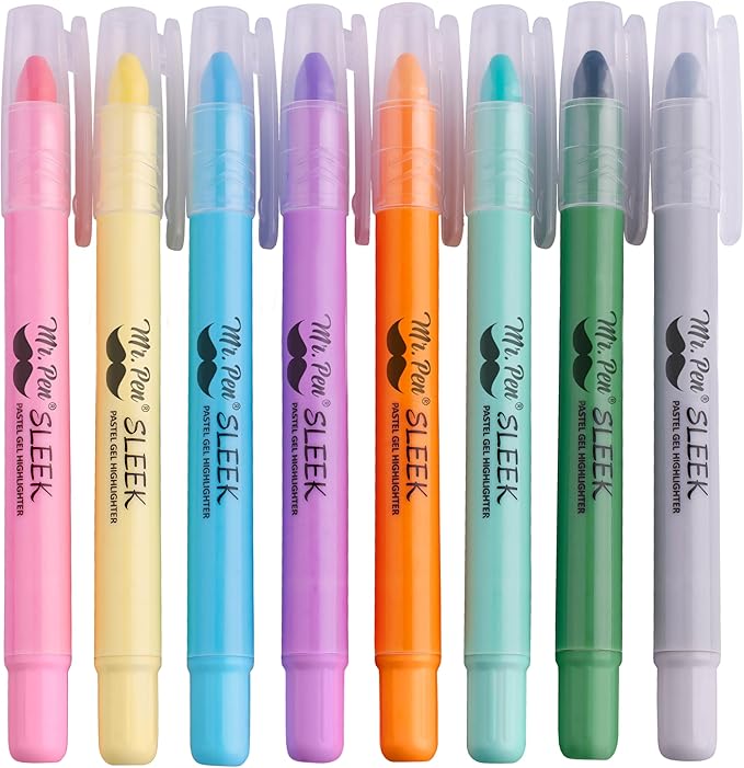 Mr. Pen- No Bleed Gel Highlighters, 8 Pack | Bible Highlighters and Pens No by MrPen