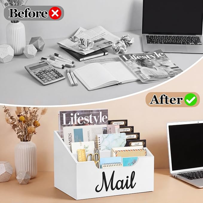 Rustic Wood Mail Organizer Countertop - Image 5