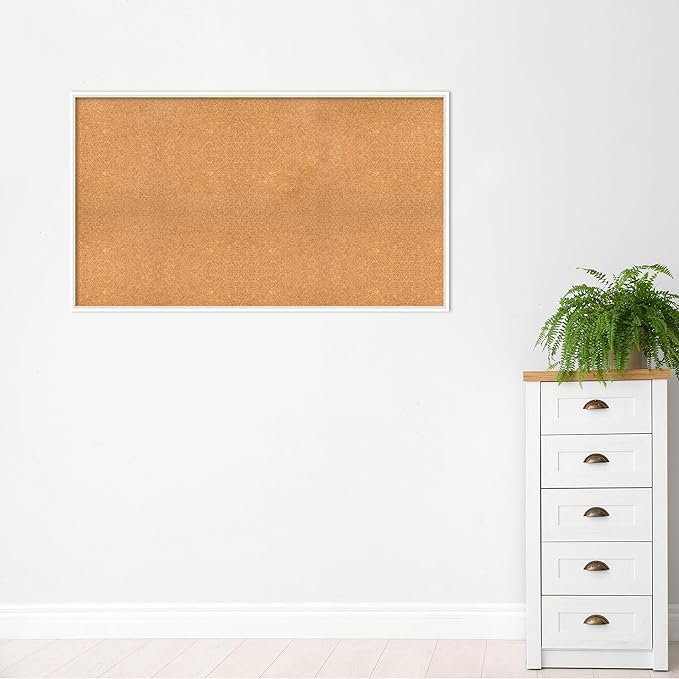 Amanti Art Natural Cork Board for Wall, 33x57 Vision Board with White Frame, Oversize Corkboard Office Decor for Home Organization, Modern Corkboard Pinboard to Display Items for Home Organization in-DeskLoop Office