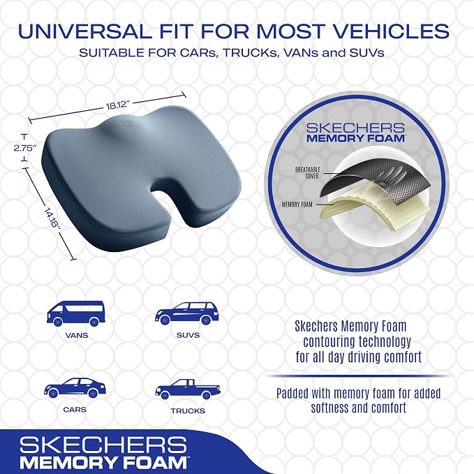 Skechers Memory Foam Seat Cushion, Office Chair Cushion - Image 5