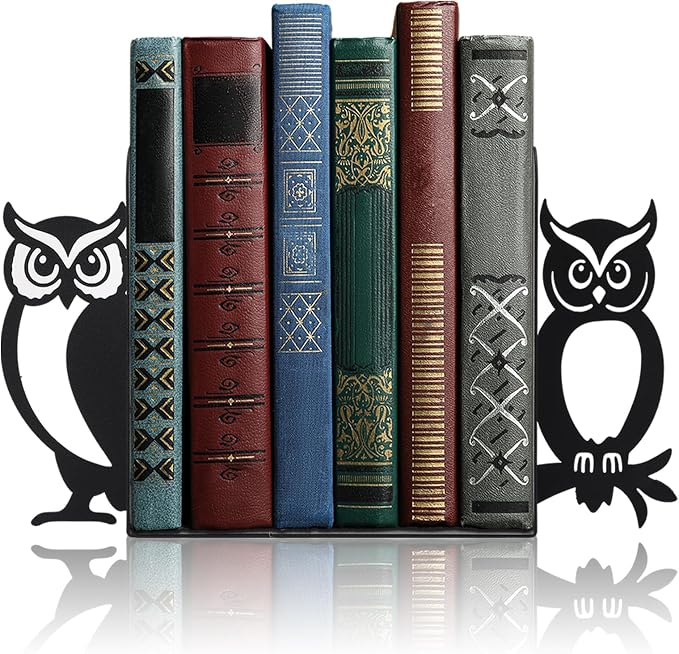 Geelin Owl Bookends for Shelves Decorative Metal Book Ends Set of 2 Styles by Geelin
