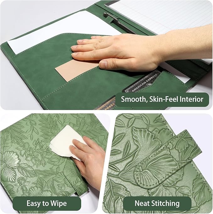 Professional Padfolio Portfolio Binder, Textured Embossing Faux Leather Folder - Image 5