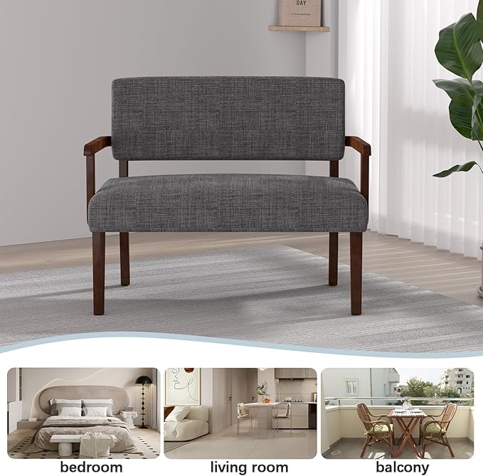 Accent Chair 2 Seat, Arm Chairs with Soft Seat and Armrests for Living Room, Love seat for Dining, Reading, and Waiting Rooms (Gray)-DeskLoop Office
