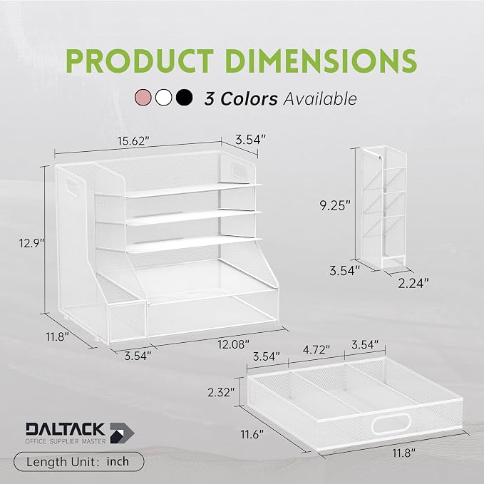 DALTACK Mesh Desk Organizer, 5-Tier Paper Letter Tray - Image 3