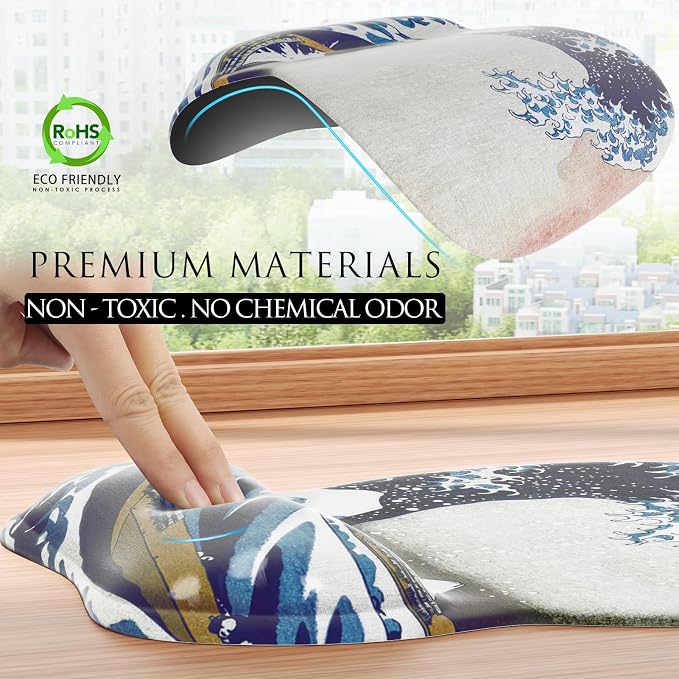 MROCO Ergonomic Mouse Pad with Gel Wrist Rest, 9.4 x 8.1 in, Great Wave | - Image 5