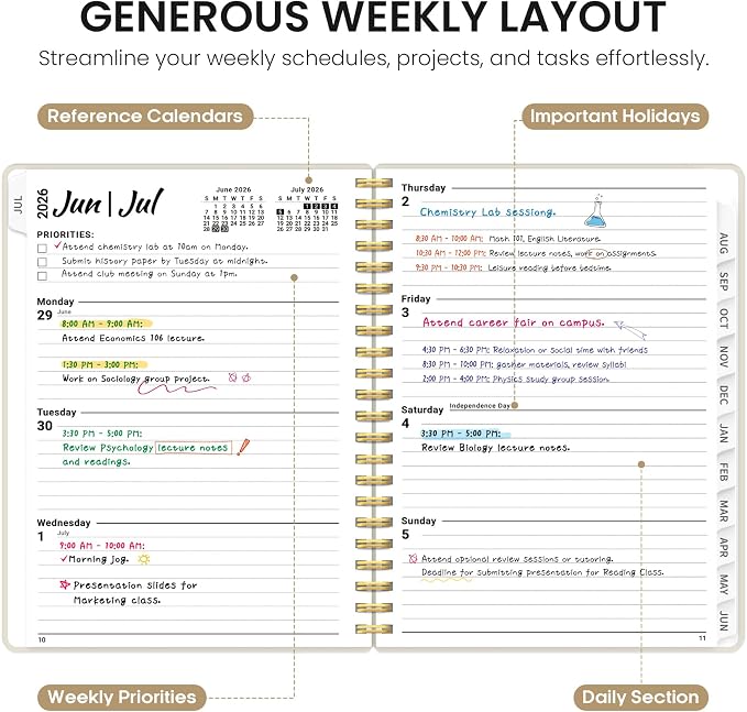 Planner 2026-2027, 8.5" x 11" Weekly and Monthly Academic Year Planner Calendar - Image 3