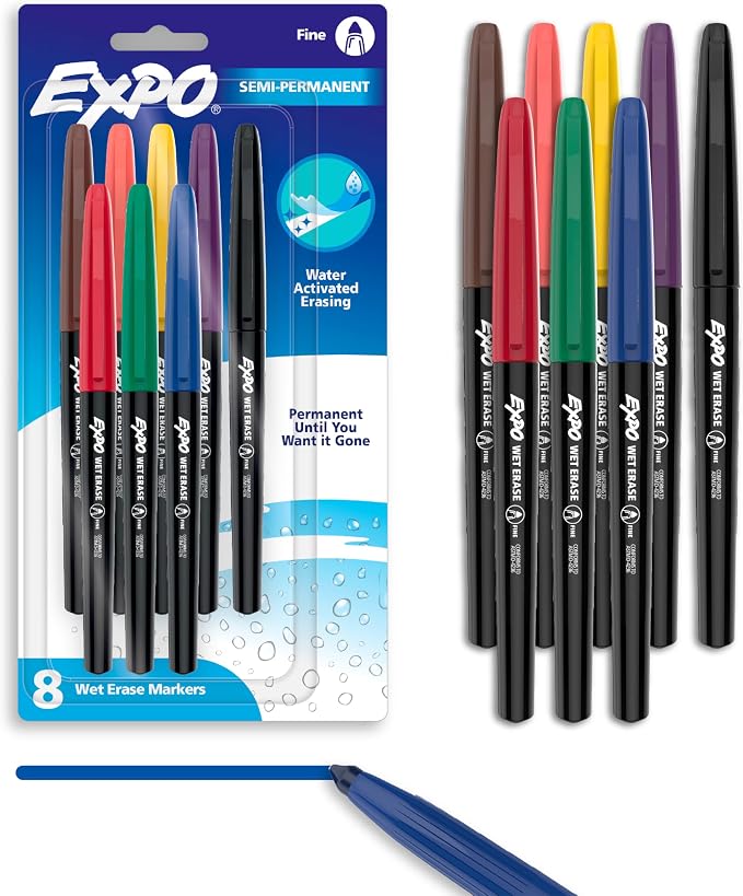 EXPO Wet Erase Markers, Semi-Permanent, Fine Tip, Organizing by Unknown