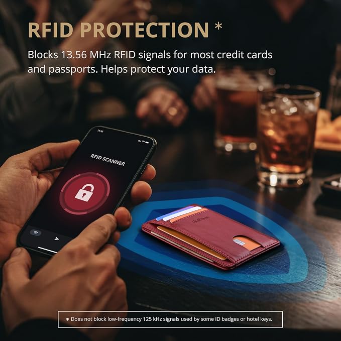 Buffway Slim Minimalist Front Pocket RFID Blocking Leather Wallets - Image 6